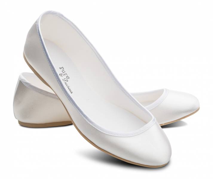 white satin flats